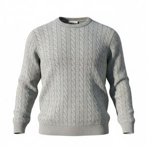 Men's Cable Knit Crewneck Sweater - Light Gray